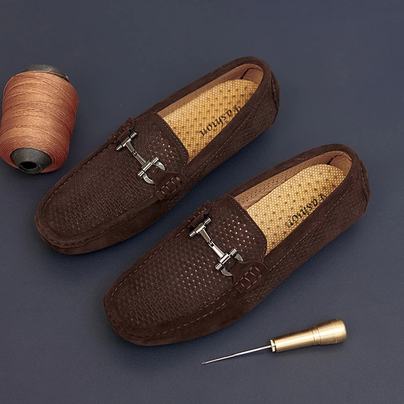 Size 38-45 Breathable Suede Leather Loafers Men Hot Sale Flat Men's Shoes Classic Driving Shoes Fashion Casual Summer Moccasins - Sun Studio