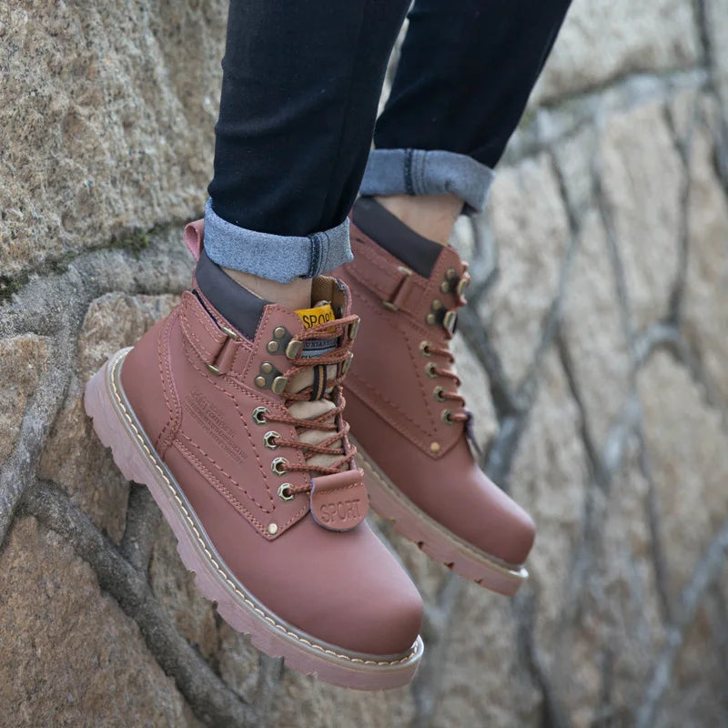 Genuine Leather Men's Winter Spring Ankle Treking Military Snow Yellow Tactical Boots Outdoor Footwear for Women Men Work Shoes