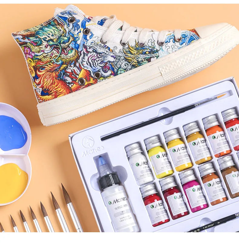 Marie’s Dope-Dyed Fiber Permanent Fabric Paint Set 12/36 Colors 10ml/Tube Textile Acrylic Paints for Clothes Canvas Waterproof - Sun Studio