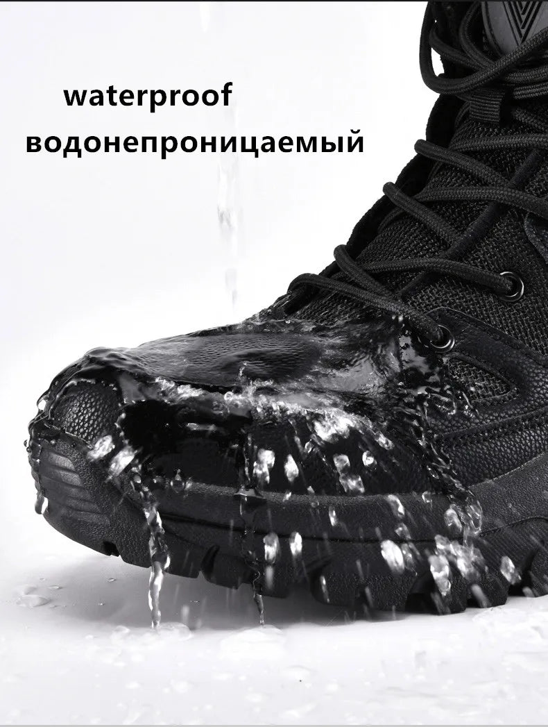 New Warm Plush Snow Boots Men Lace Up Casual High Top Men's Boots Waterproof Winter Boots Anti-Slip Ankle Boots Men's Work Boots - Sun Studio