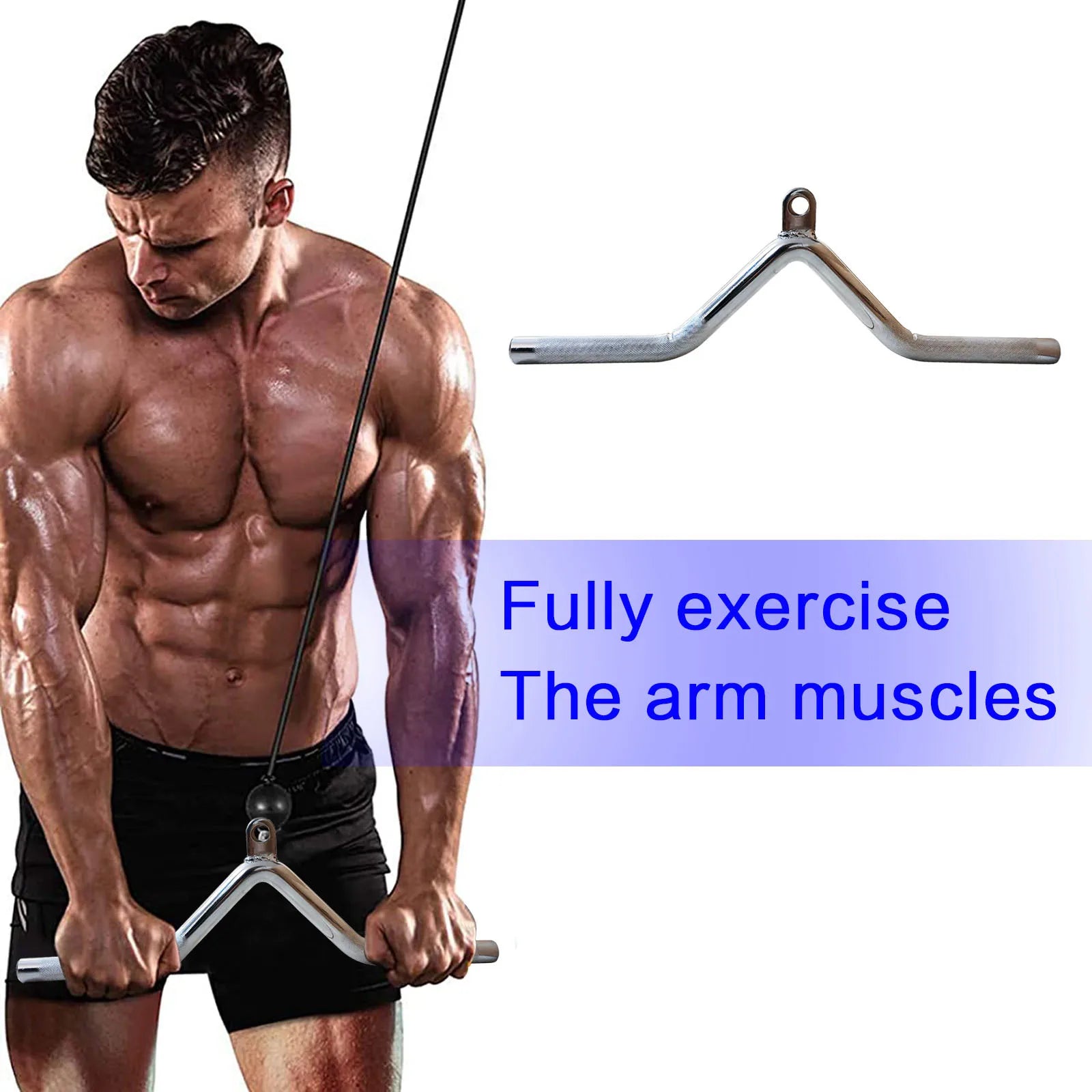Gym Home Equipment Accessories Lat Pull Down Bar，Chrome-plated Surface Anti-rust High Load-bearing Fitness Tricep Rope Training - Sun Studio