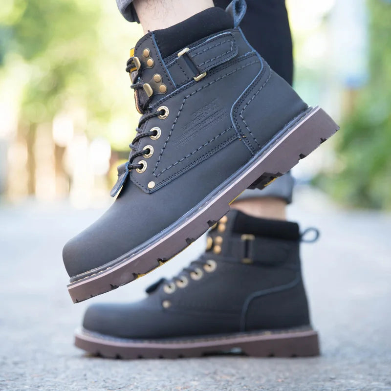 Genuine Leather Men's Winter Spring Ankle Treking Military Snow Yellow Tactical Boots Outdoor Footwear for Women Men Work Shoes