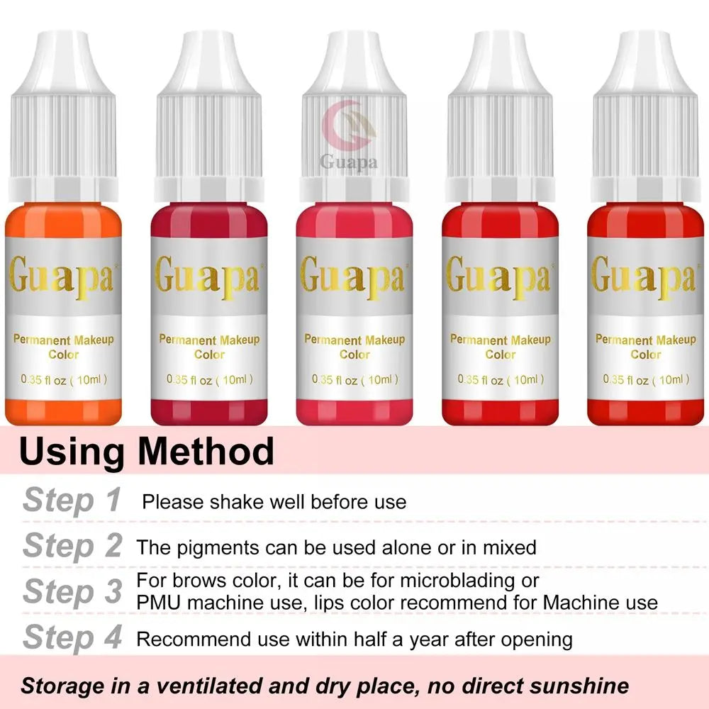 10ML Tattoo Ink Micro pigment Lip Eyebrow Permanent Makeup Pigment Tattoo Supplies for Tattoo Eyebrow Eyeliner Lip - Sun Studio