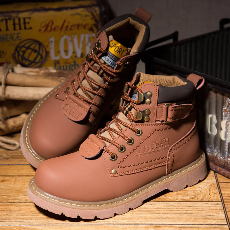 Genuine Leather Men's Winter Spring Ankle Treking Military Snow Yellow Tactical Boots Outdoor Footwear for Women Men Work Shoes