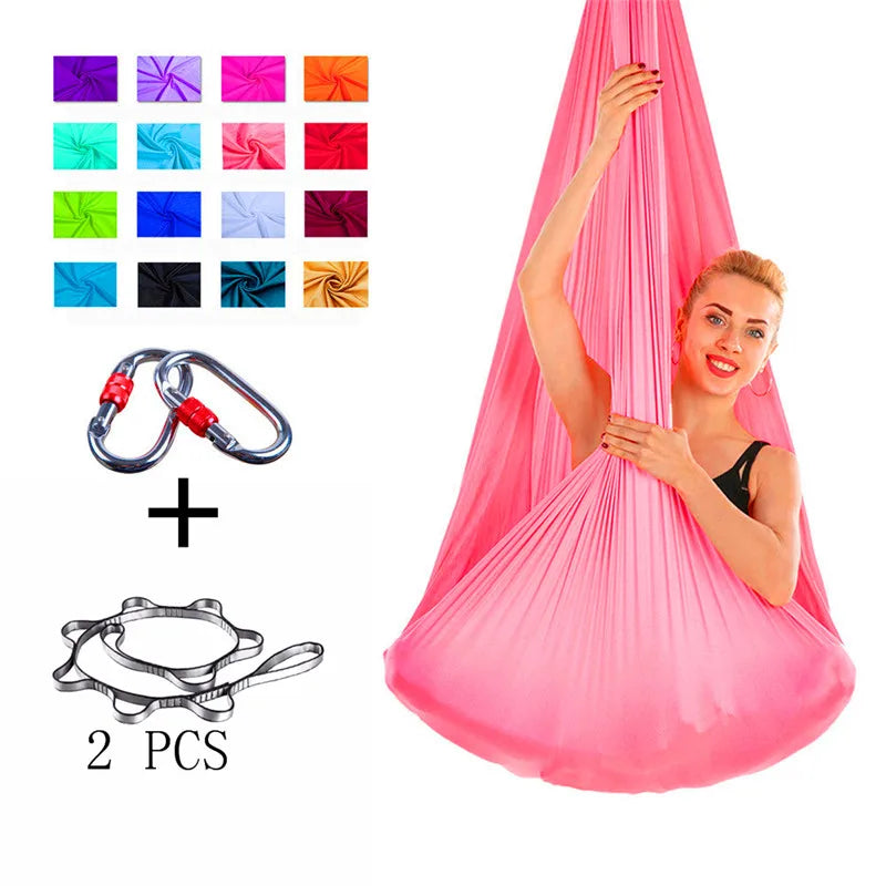 Stretch fabric Full set Flying-Aerial Yoga Hammock Fabric Swing Latest Multifunction Anti-gravity Yoga belts for yoga training - Sun Studio