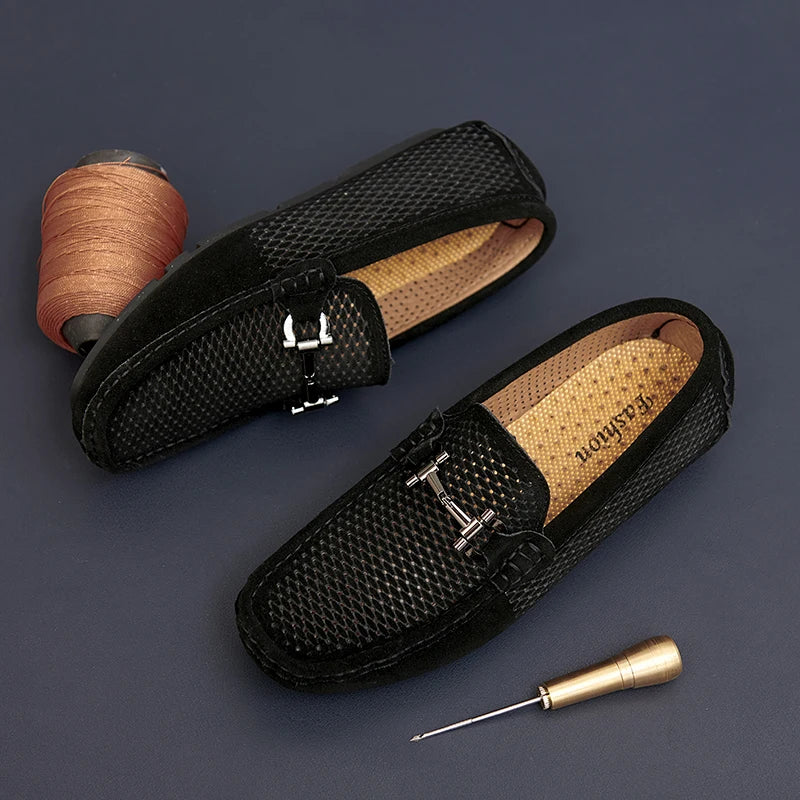Size 38-45 Breathable Suede Leather Loafers Men Hot Sale Flat Men's Shoes Classic Driving Shoes Fashion Casual Summer Moccasins - Sun Studio