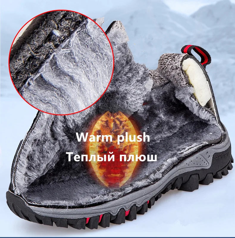 Brand Winter Men Suede Work Shoes Fur Warm Ankle Boots Outdoor Non-slip Men's Boots Men Waterproof Snow Boots Big Size 36-48 - Sun Studio
