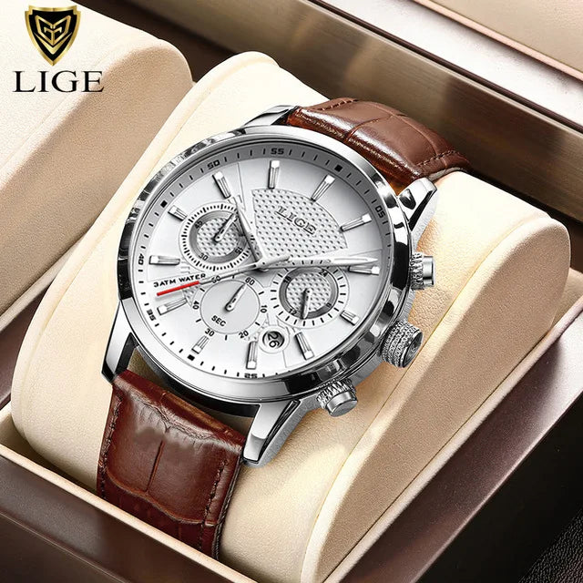 LIGE 2026 Montre Homme Mode Sport Quartz Horloges Montres Hommes Top Marque Cuir Militaire Étanche Date Montre Relogio Masculino