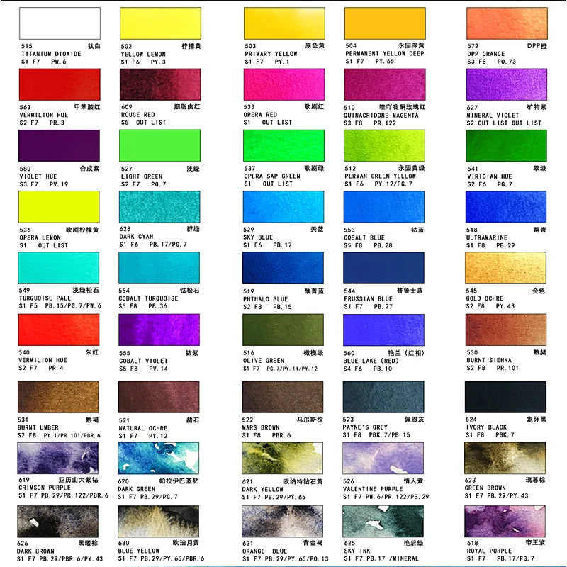 Canadian rockwell Mineral watercolor paint 15ml 45 colors Acuarelas palette school supplies - Sun Studio