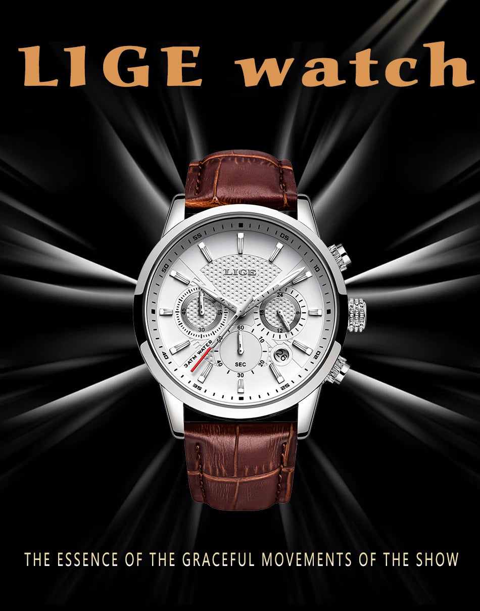 LIGE 2026 Watch Men Fashion Sports Quartz Clocks Mens Watches Top Brand Leather Military Waterproof Date Watch Relogio Masculino - Sun Studio