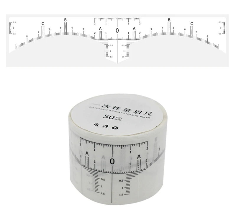 50PCS Disposable Eyebrow Ruler Sticker Adhesive Microblading Eyebrow Tattoo Brow Styling Mapping Guide Permanent Makeup Tool - Sun Studio