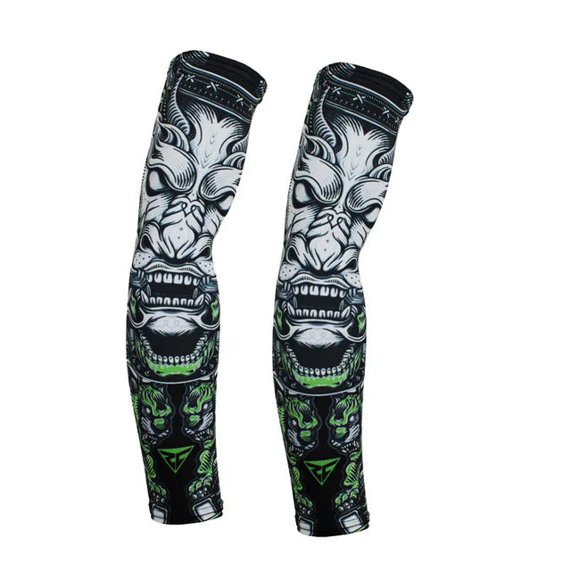 2PCS Cool Men Women Cycling Running Arm Warmer Sleeves UV Sun Protection Cuff Arm Cover Fishing Arm Sleeve Basketball Armguards