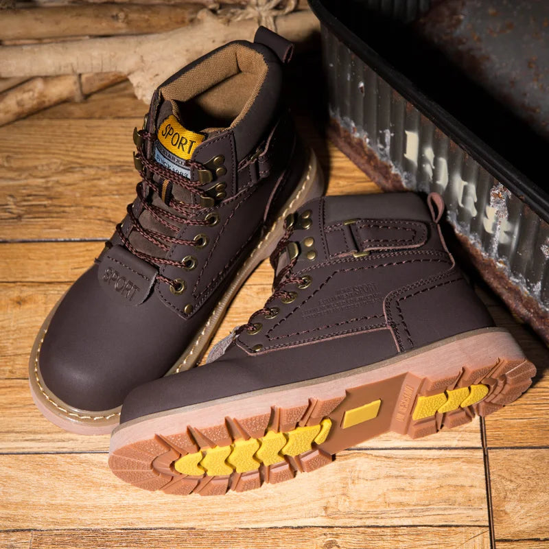 Genuine Leather Men's Winter Spring Ankle Treking Military Snow Yellow Tactical Boots Outdoor Footwear for Women Men Work Shoes