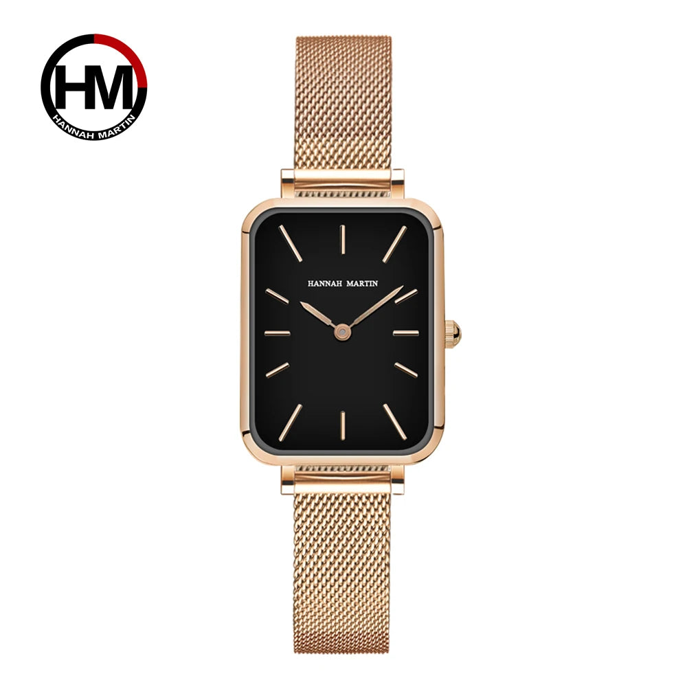 Rectangle Ultrathin Nordic Simple Style Japan Quartz Movement Fashion Stainless Steel Mesh Silvery Bracelet Belt Ladies Watches - Sun Studio