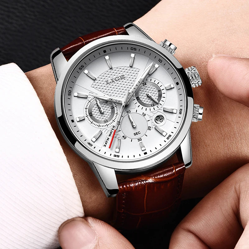 LIGE 2026 Watch Men Fashion Sports Quartz Clocks Mens Watches Top Brand Leather Military Waterproof Date Watch Relogio Masculino - Sun Studio