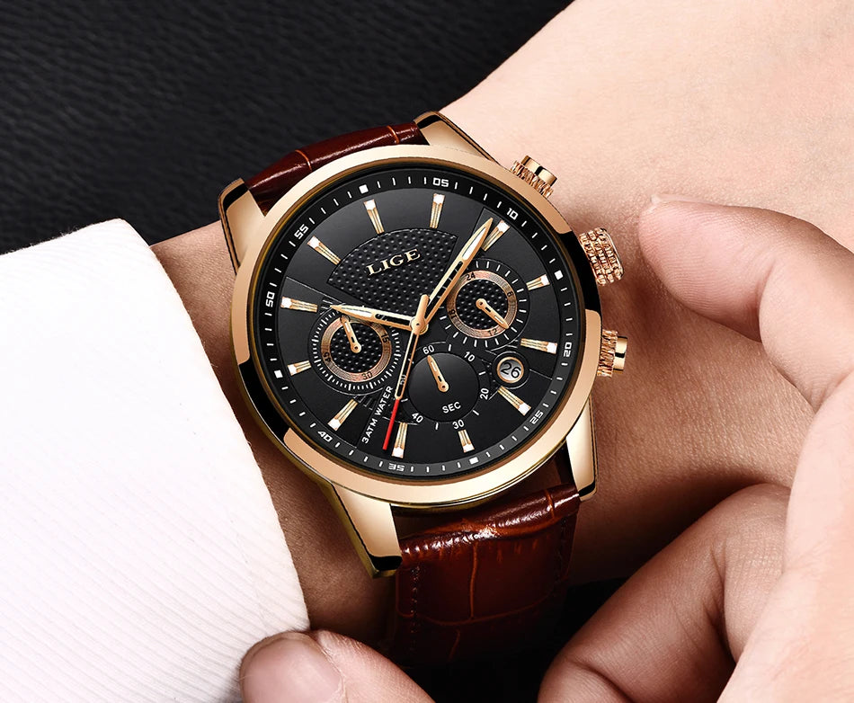 LIGE 2026 Watch Men Fashion Sports Quartz Clocks Mens Watches Top Brand Leather Military Waterproof Date Watch Relogio Masculino - Sun Studio