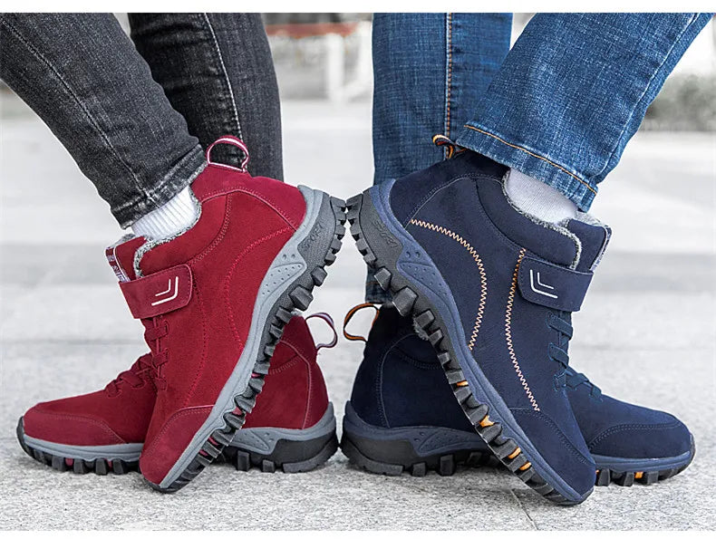 Brand Winter Men Suede Work Shoes Fur Warm Ankle Boots Outdoor Non-slip Men's Boots Men Waterproof Snow Boots Big Size 36-48 - Sun Studio