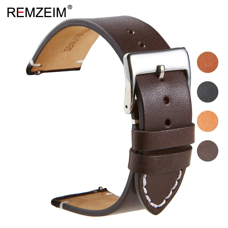 Calfskin Genuine Leather Watchbands Quick Release Watch Band 18mm 20mm 22mm 24mm Smartwatch Strap Watches Accessories - Sun Studio