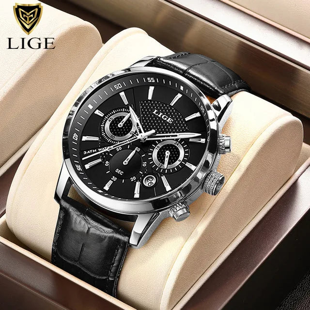 LIGE 2026 Montre Homme Mode Sport Quartz Horloges Montres Hommes Top Marque Cuir Militaire Étanche Date Montre Relogio Masculino