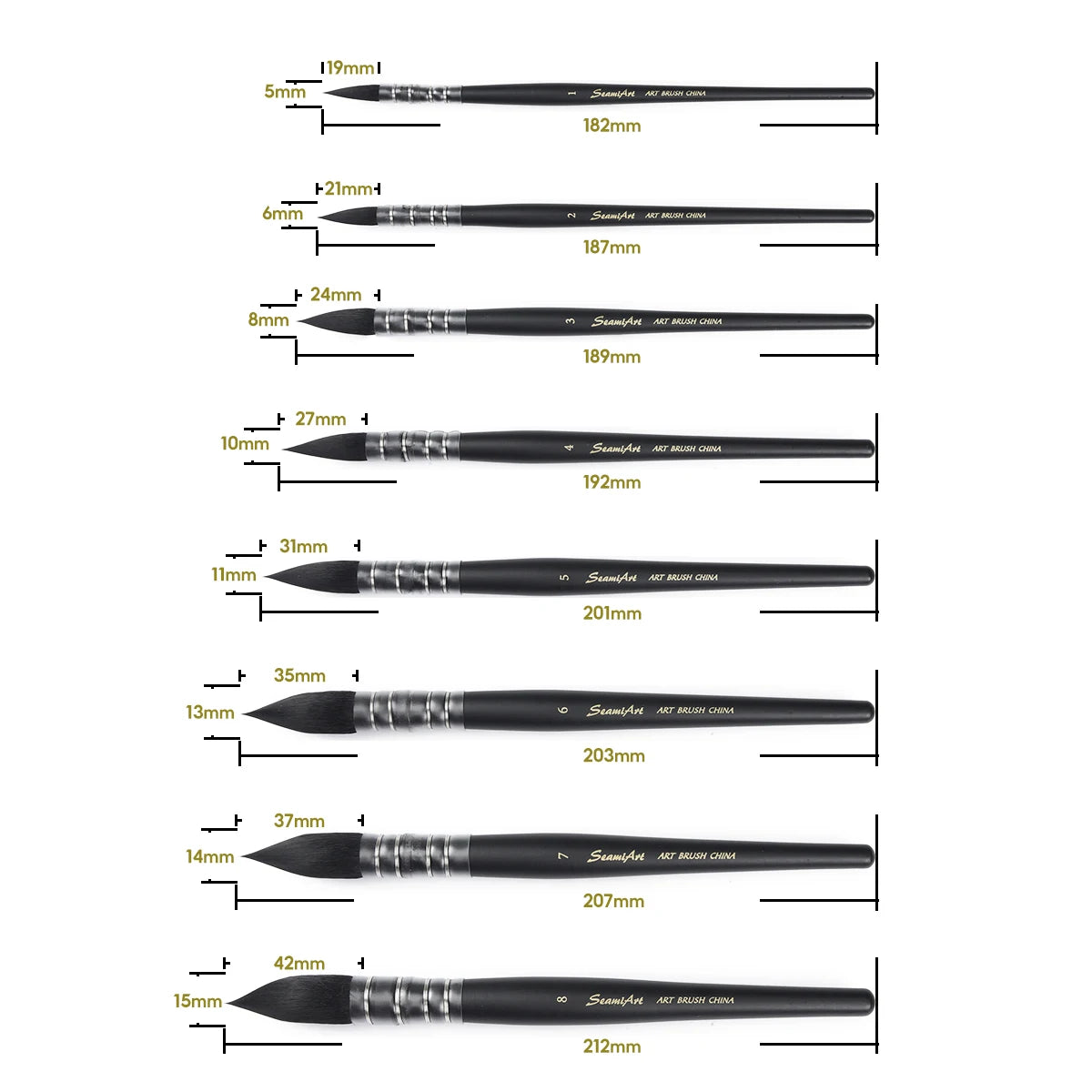 1Pcs Artist Hand-Painting Drawing Brushes Professional Watercolor Brush Pen for Water Color Painting Drawing School Art Supplies - Sun Studio