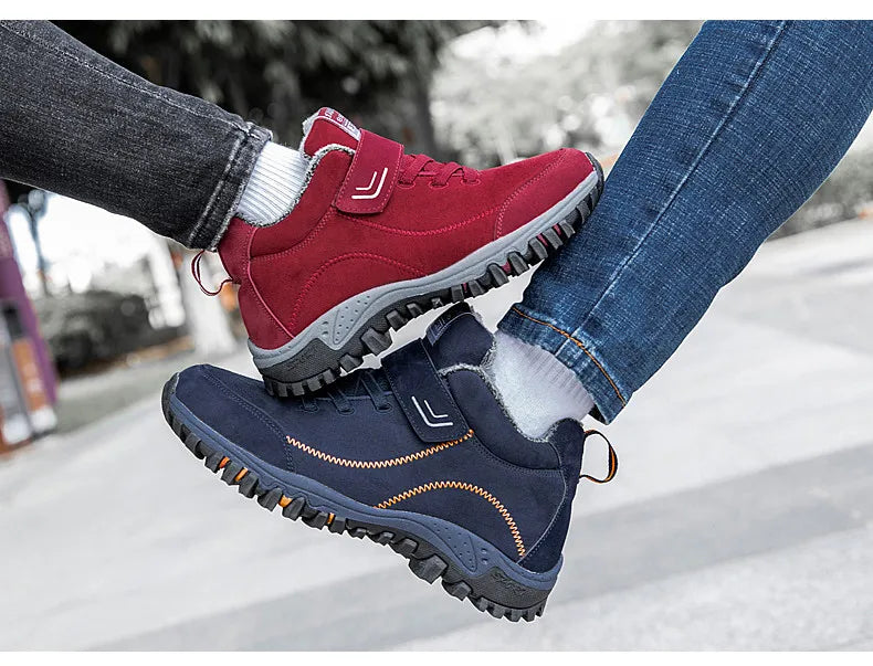 Brand Winter Men Suede Work Shoes Fur Warm Ankle Boots Outdoor Non-slip Men's Boots Men Waterproof Snow Boots Big Size 36-48 - Sun Studio