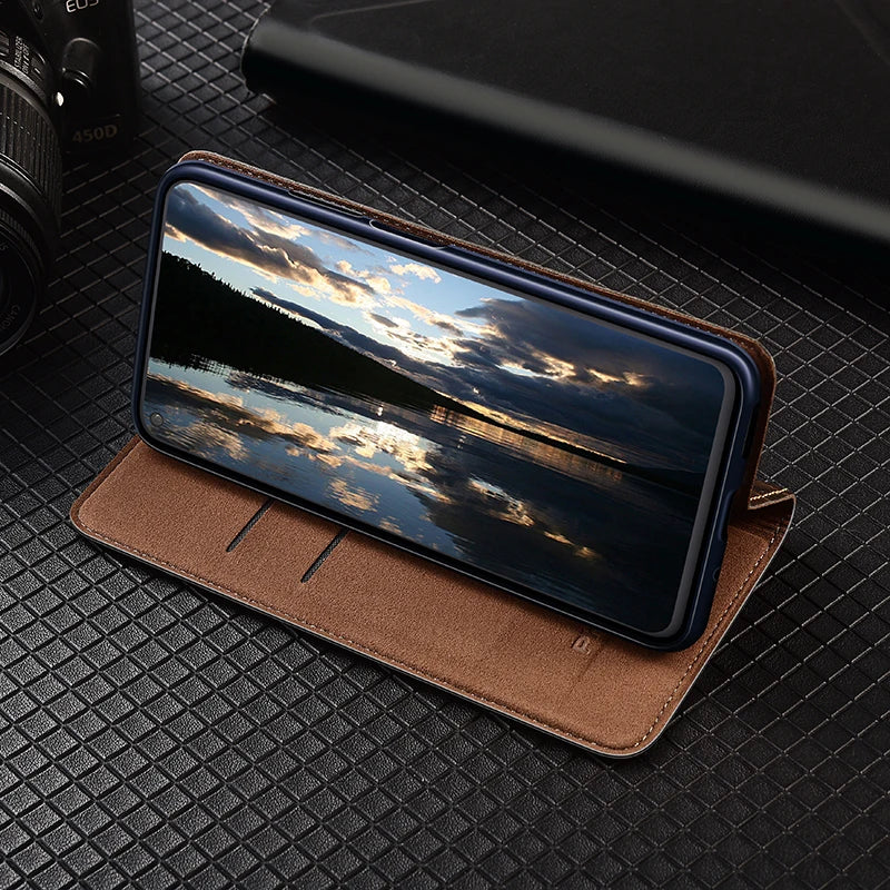 Magnetic Genuine Leather Skin Flip Wallet Book Phone Case Cover On For Infinix Hot Note 30 40 50 50i 60 Pro Plus 4G 5G Note60 - Sun Studio