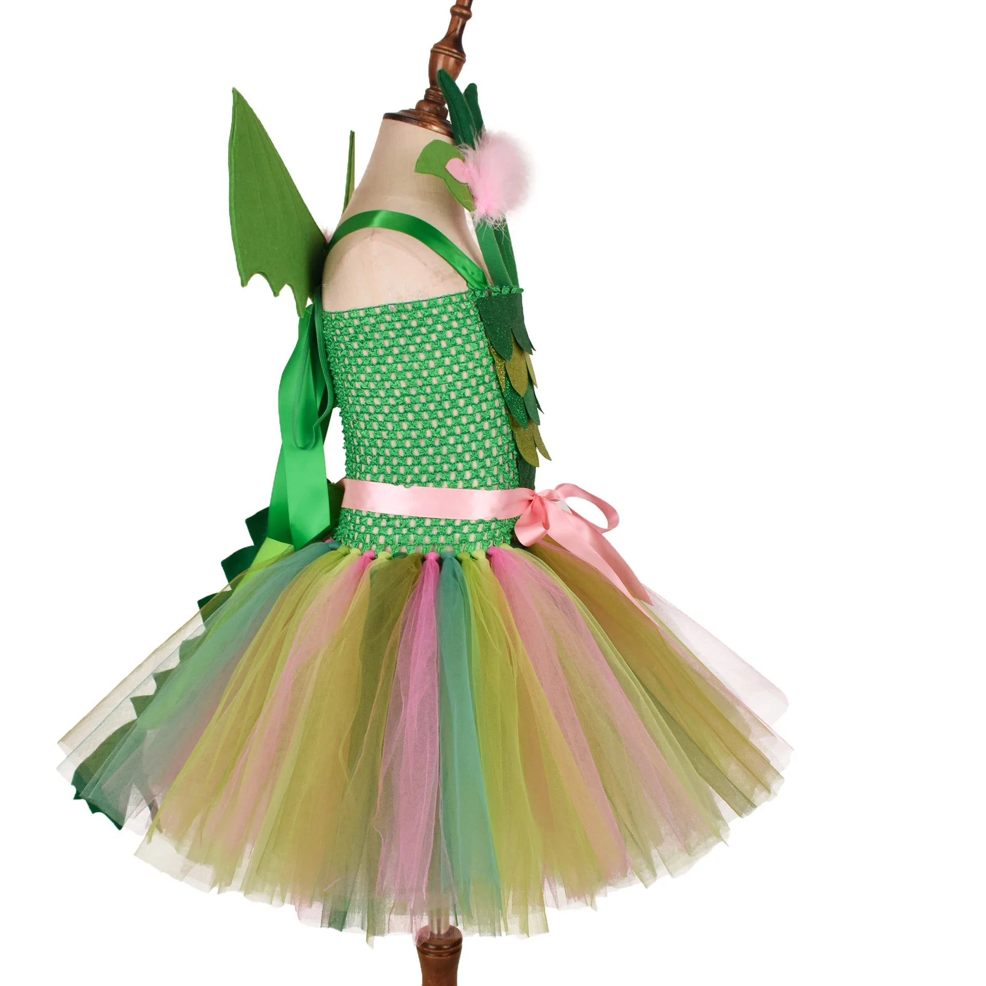 Green Kids Girls Dinosaur Cosplay Dresses Birthday Party Tutu Dresses for Baby Cartoon Princess Girls Costumes Set for Halloween - Sun Studio