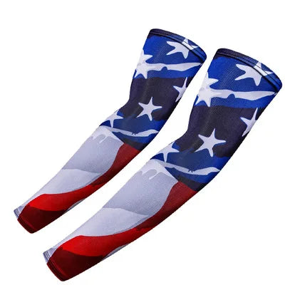 2PCS Cool Men Women Cycling Running Arm Warmer Sleeves UV Sun Protection Cuff Arm Cover Fishing Arm Sleeve Basketball Armguards