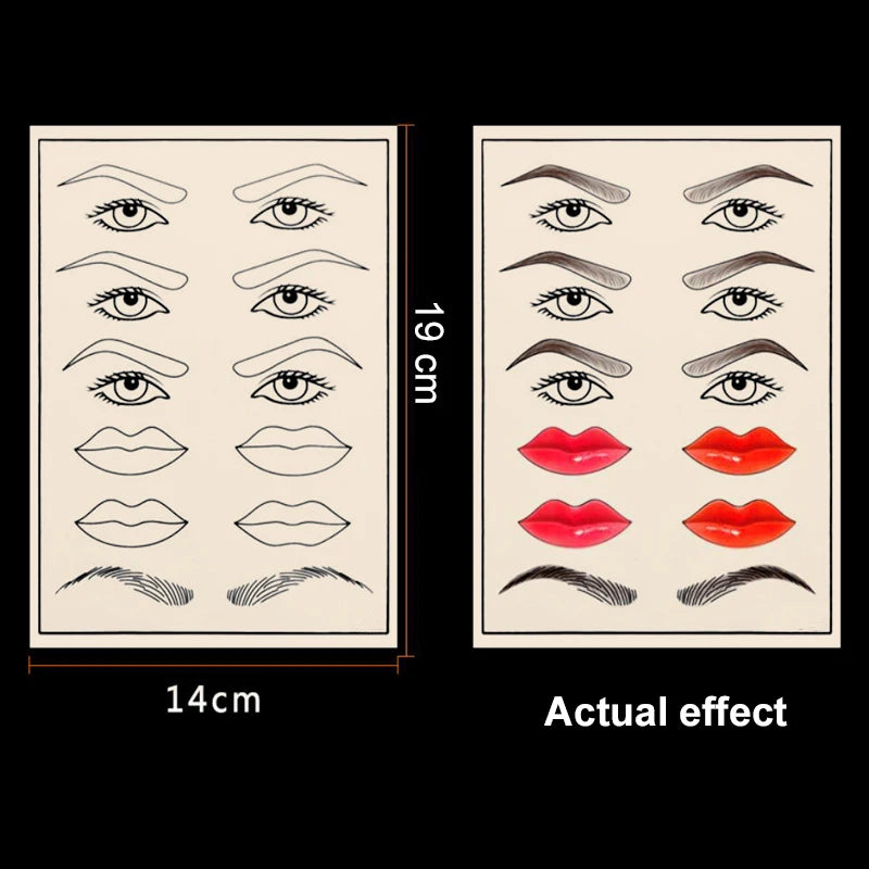 Double Side Eyebrow Tattoo Practice Skin Silicone Skin Kits Tattoo Supplies For Microblading Permanent Makeup Beginner PMU Set - Sun Studio