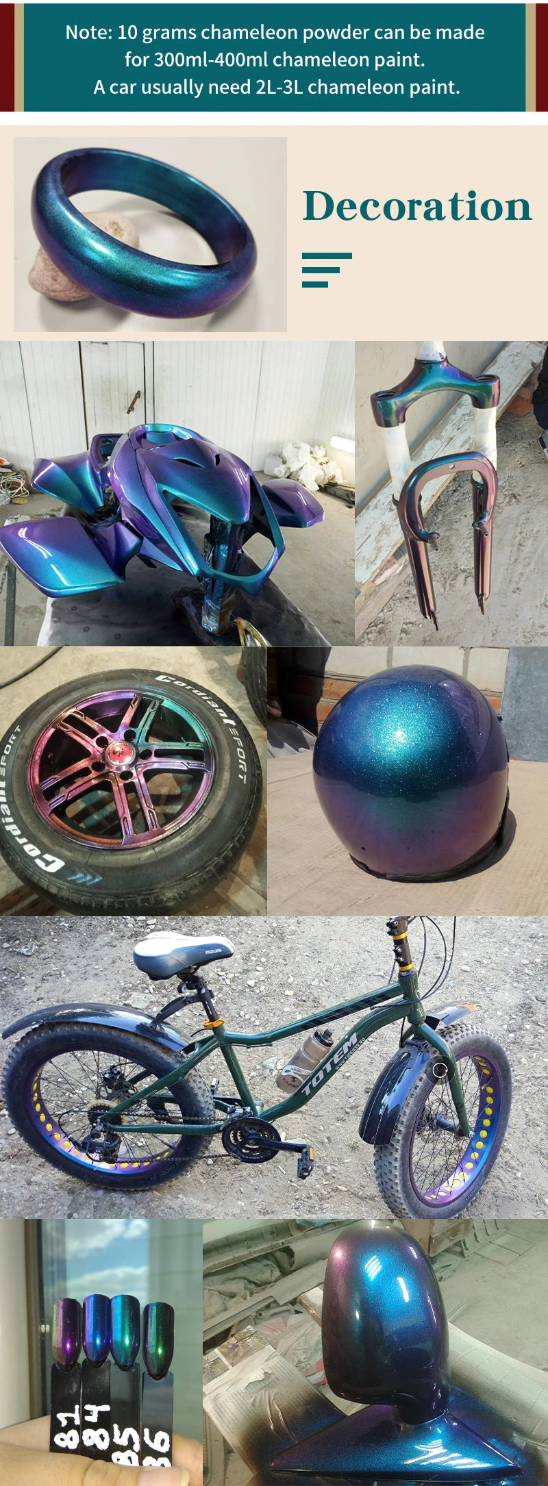 Chameleon Pigments Acrylic Powder Coating Dye Magic Discolored Pearlescent for Crafts Car Automotive Painting Decoration Arts - Sun Studio