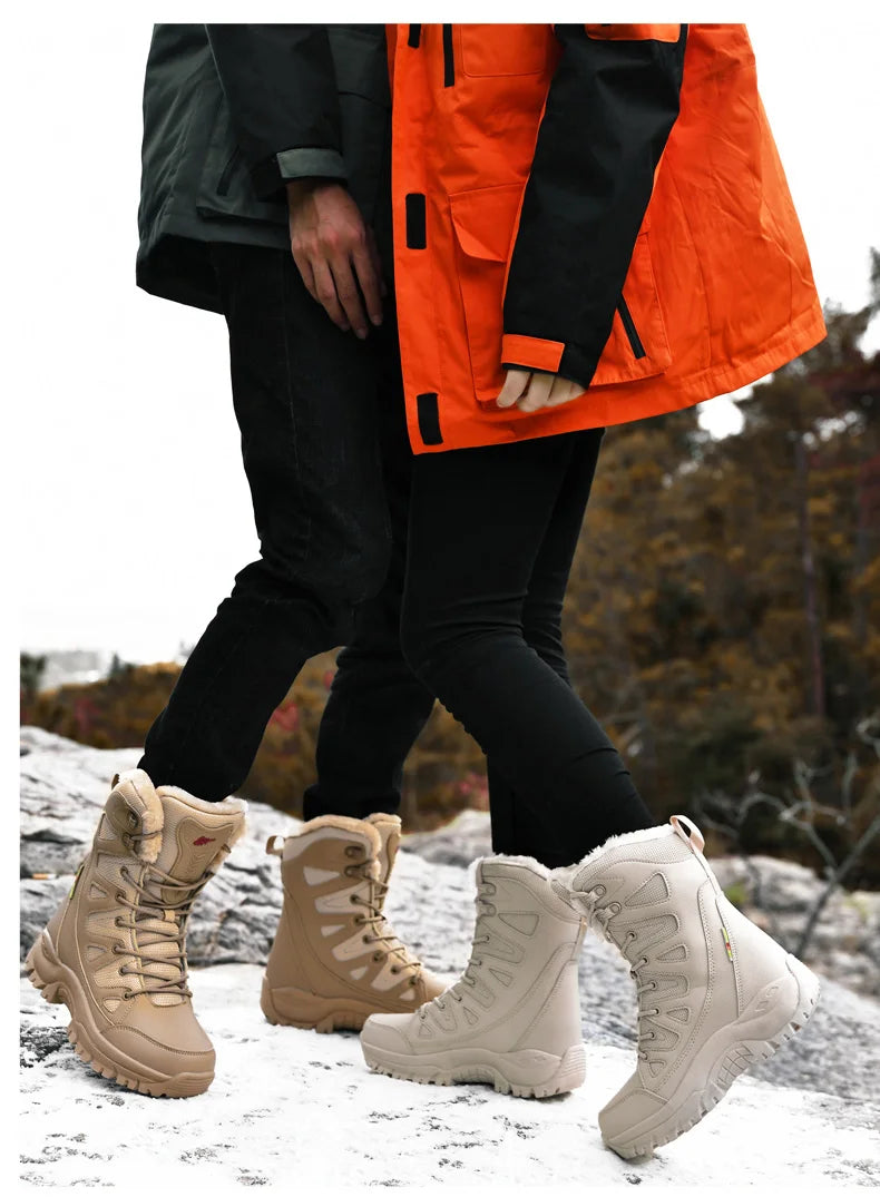 New Warm Plush Snow Boots Men Lace Up Casual High Top Men's Boots Waterproof Winter Boots Anti-Slip Ankle Boots Men's Work Boots - Sun Studio
