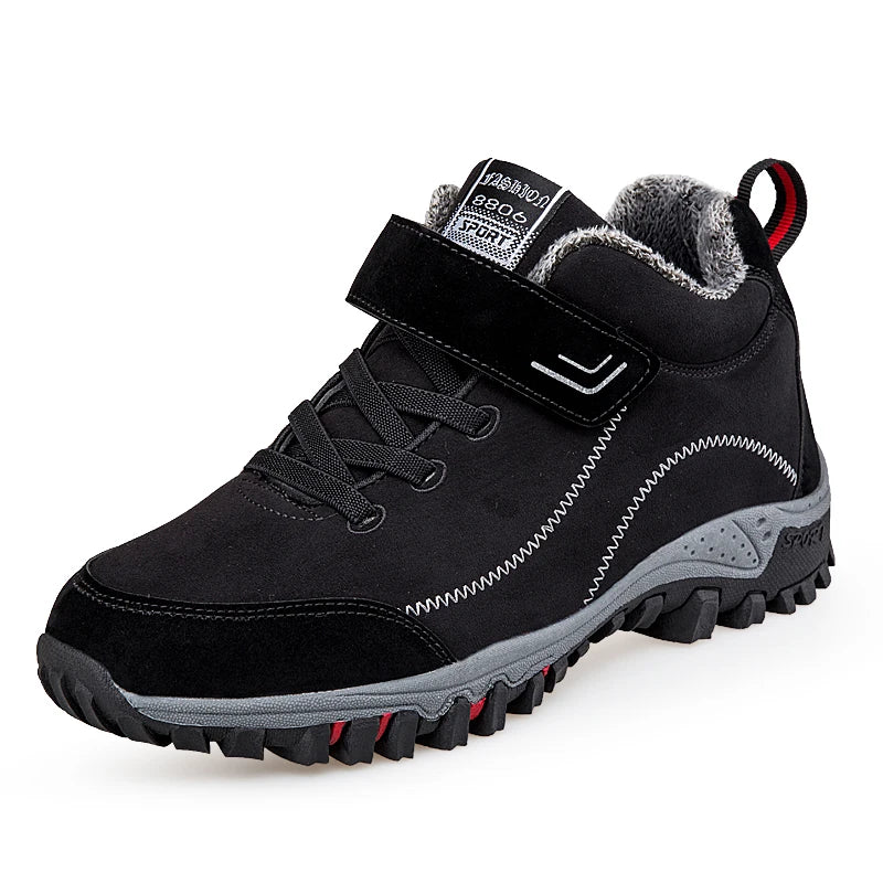 Brand Winter Men Suede Work Shoes Fur Warm Ankle Boots Outdoor Non-slip Men's Boots Men Waterproof Snow Boots Big Size 36-48