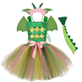 Green Kids Girls Dinosaur Cosplay Dresses Birthday Party Tutu Dresses for Baby Cartoon Princess Girls Costumes Set for Halloween - Sun Studio