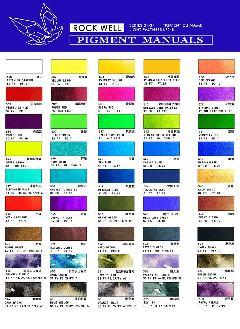 Canadian rockwell Mineral watercolor paint 15ml 45 colors Acuarelas palette school supplies - Sun Studio