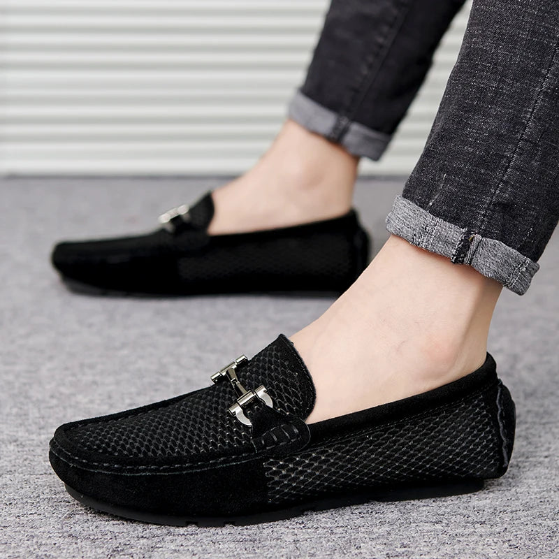 Size 38-45 Breathable Suede Leather Loafers Men Hot Sale Flat Men's Shoes Classic Driving Shoes Fashion Casual Summer Moccasins - Sun Studio