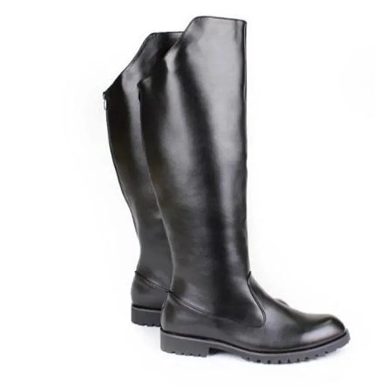 Men British Honour Guard Motorcycle Riding Equestrian Mens Boots Knee High Casual Zipper Cowboy Leather stage boots size 37 46 - Sun Studio