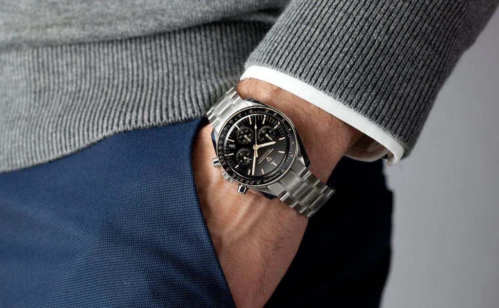 PAGANI DESIGN 2025 New Moon Men's Watches Luxury Quartz Watch For Men AR Sapphire Glass 100M Waterproof Wristwatch Chronograph - Sun Studio