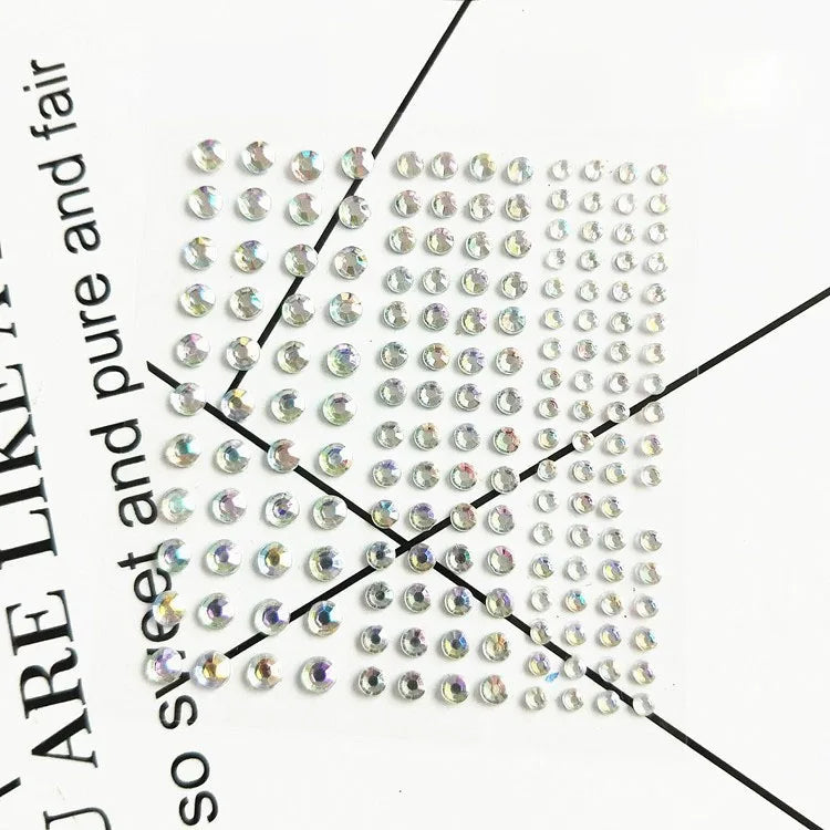 1 Pc Disposable Tattoo Stickers Face Jewelry Color Crystal Diamond DIY Eyes Face Body Waterproof Makeup Decorations Rhinestones - Sun Studio