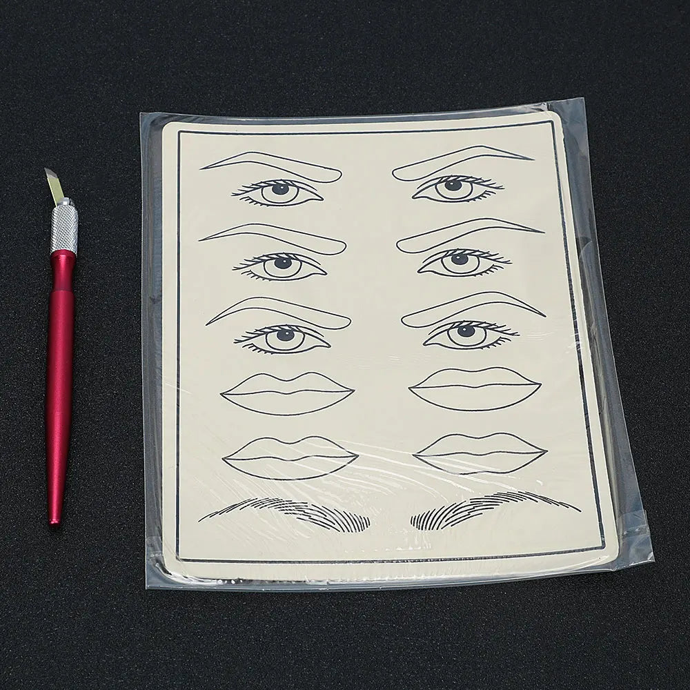 Double Side Eyebrow Tattoo Practice Skin Silicone Skin Kits Tattoo Supplies For Microblading Permanent Makeup Beginner PMU Set - Sun Studio