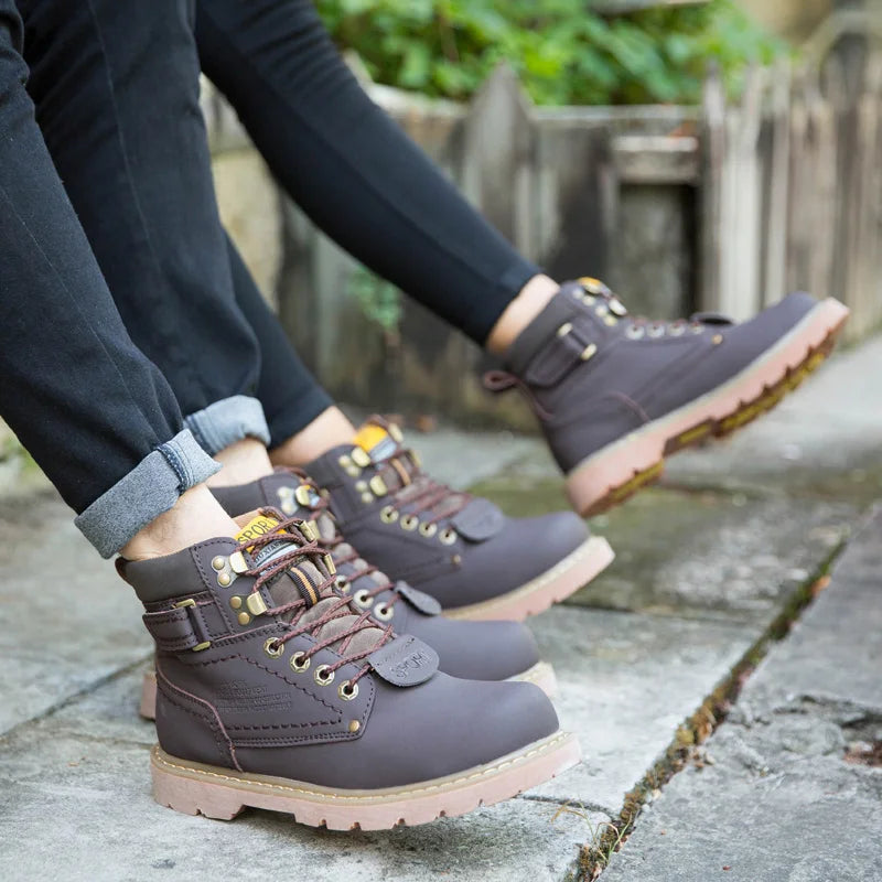 Genuine Leather Men's Winter Spring Ankle Treking Military Snow Yellow Tactical Boots Outdoor Footwear for Women Men Work Shoes