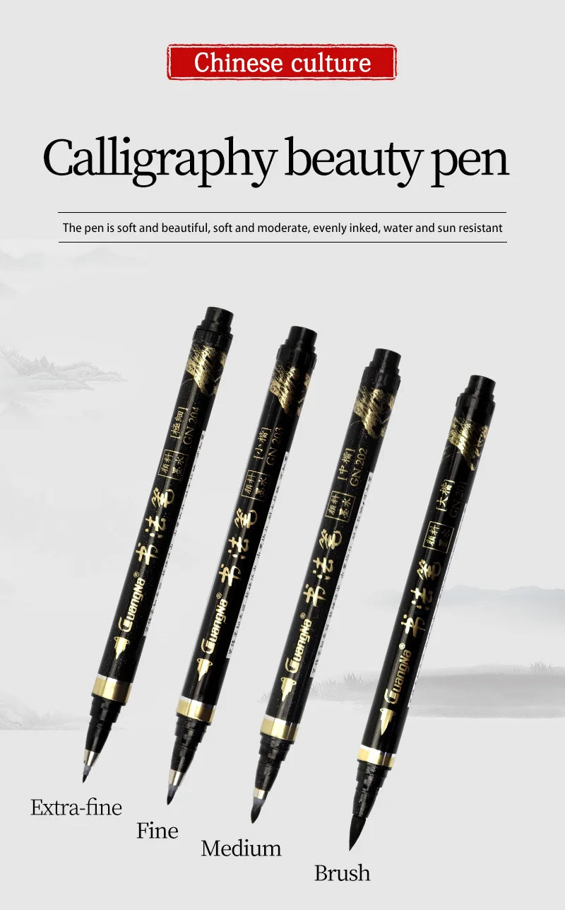 Guangna Calligraphy Pen Beautiful Pen Soft Head Addable Ink Brush/Medium/Fine/Extra-fine Practice Pen Wedding Signature Pen - Sun Studio