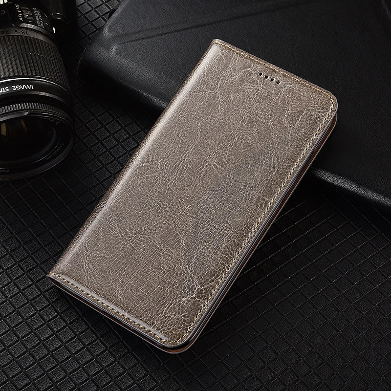 Magnetic Genuine Leather Skin Flip Wallet Book Phone Case Cover On For Infinix Hot Note 30 40 50 50i 60 Pro Plus 4G 5G Note60 - Sun Studio