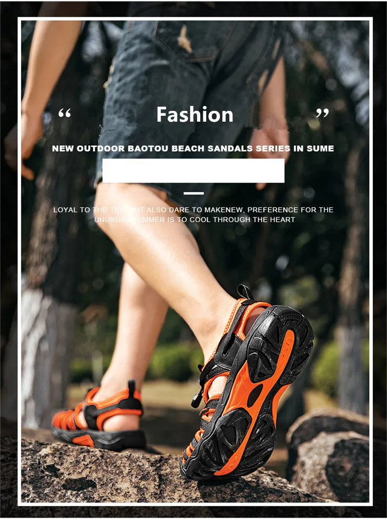 New Summer Genuine Leather Men Sandals Fashion Design Breathable Casual Shoes Men Soft Bottom Outdoor Beach Sandals Big Size 48 - Sun Studio