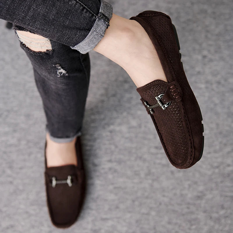 Size 38-45 Breathable Suede Leather Loafers Men Hot Sale Flat Men's Shoes Classic Driving Shoes Fashion Casual Summer Moccasins - Sun Studio