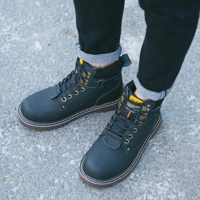 Genuine Leather Men's Winter Spring Ankle Treking Military Snow Yellow Tactical Boots Outdoor Footwear for Women Men Work Shoes