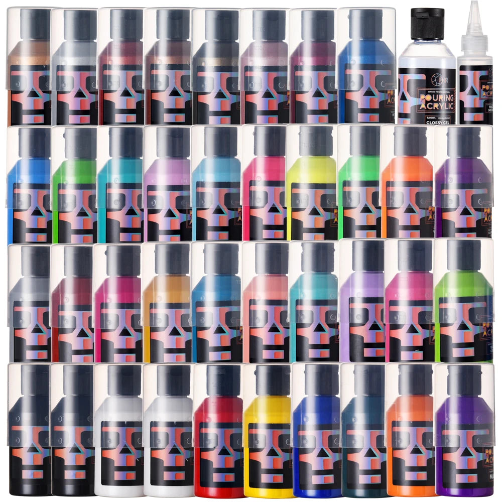 OPHIR Acrylic Pouring Paint Water-Based High Flow Arts Supply 36 Colors for Choose 100ML/Bottle TA001 - Sun Studio