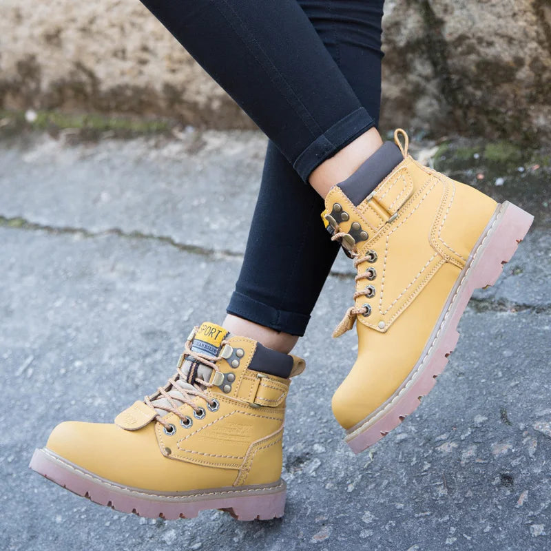 Genuine Leather Men's Winter Spring Ankle Treking Military Snow Yellow Tactical Boots Outdoor Footwear for Women Men Work Shoes