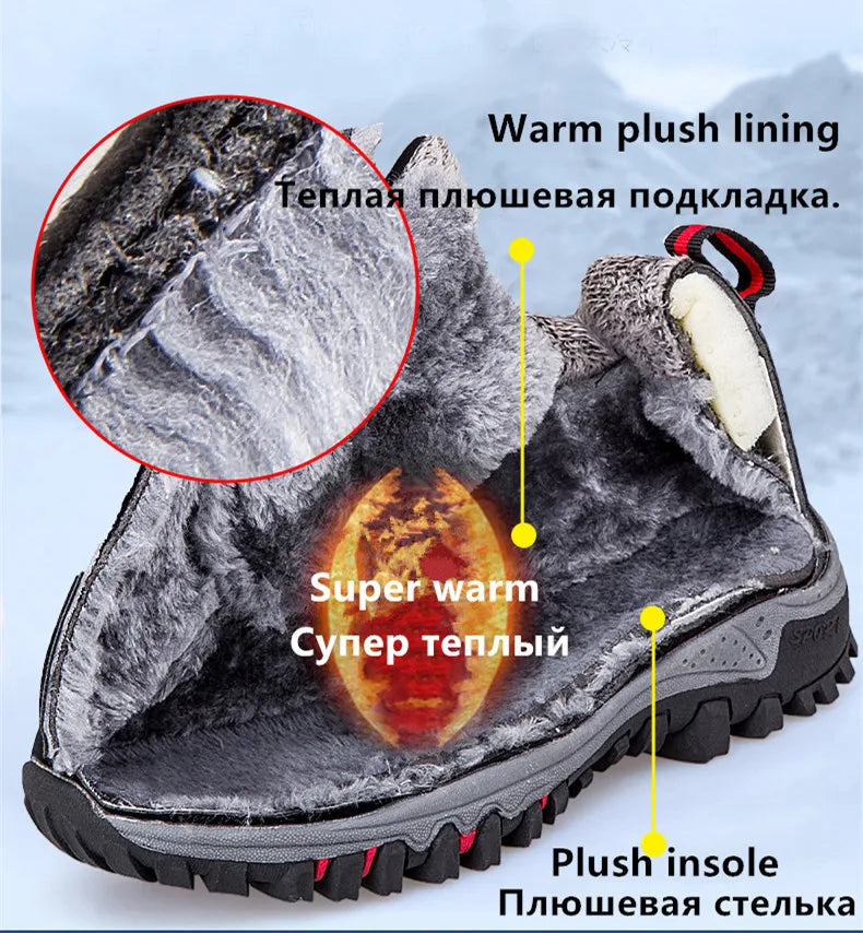 Brand Winter Men Suede Work Shoes Fur Warm Ankle Boots Outdoor Non-slip Men's Boots Men Waterproof Snow Boots Big Size 36-48 - Sun Studio