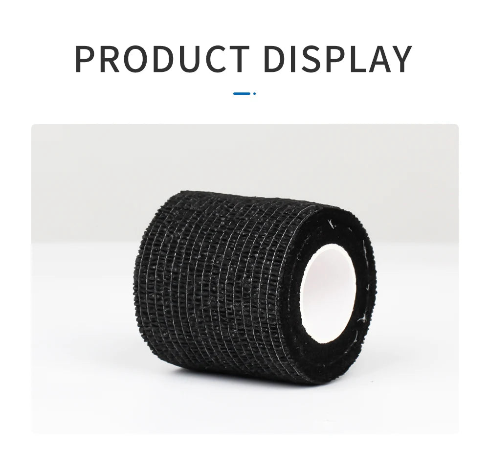 Black Tape Tattoo Handle Bandage Anti-slip Athletic Nonwoven Waterproof Disposable Self-adhesive Elastic Bandage Grip Cover Wrap - Sun Studio