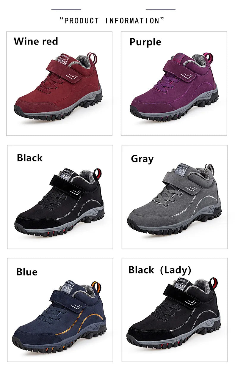 Brand Winter Men Suede Work Shoes Fur Warm Ankle Boots Outdoor Non-slip Men's Boots Men Waterproof Snow Boots Big Size 36-48 - Sun Studio